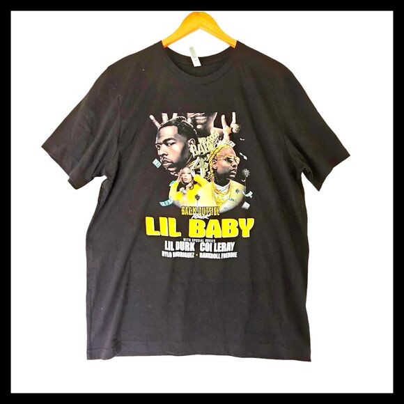 LIL BABY and LIL DURK 2021 The Back Outside Tour T-Shirt Tee Black XL Double Sid - Picture 1 of 8